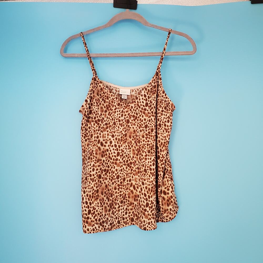 a new day Blouse Size XS Cami Brown & Ivory Spaghetti Strap